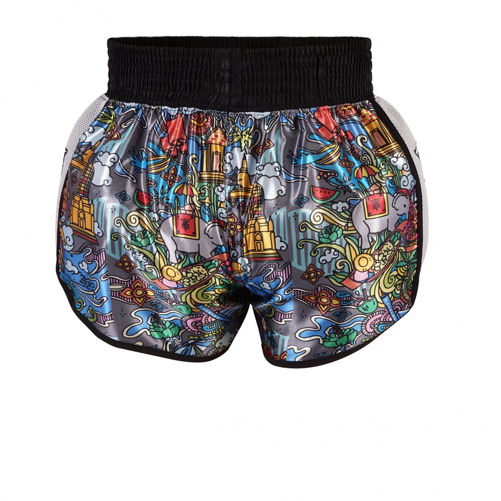 Top King Muay Thai Shorts TKTBS-224-WH, Weiß-Mehrfarbig 3