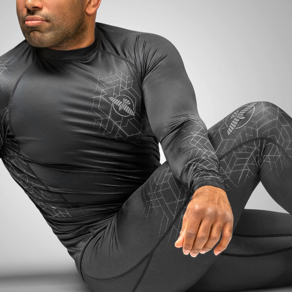 Hayabusa Compression Pants Geo, Schwarz-Grau 4