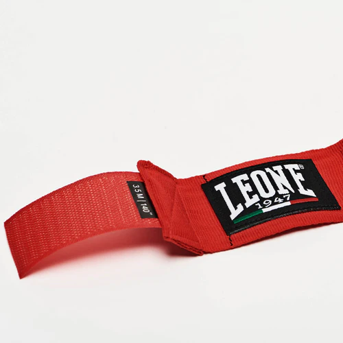 Leone Boxbandagen 3,5m Halbelastisch, Rot