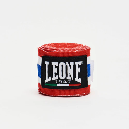 Leone Boxbandagen 3,5m Halbelastisch, Rot-Weiss-Blau 4