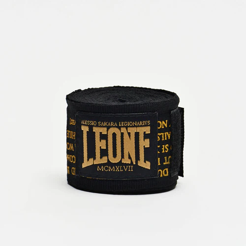 Leone Boxbandagen 3,5m Halbelastisch, Schwarz-Gold 4