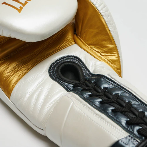 Leone Boxhandschuhe Authentic 2 mit Schnürung, Weiß 7