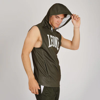 Leone Hoodie Logo Ärmellos, Grün 5