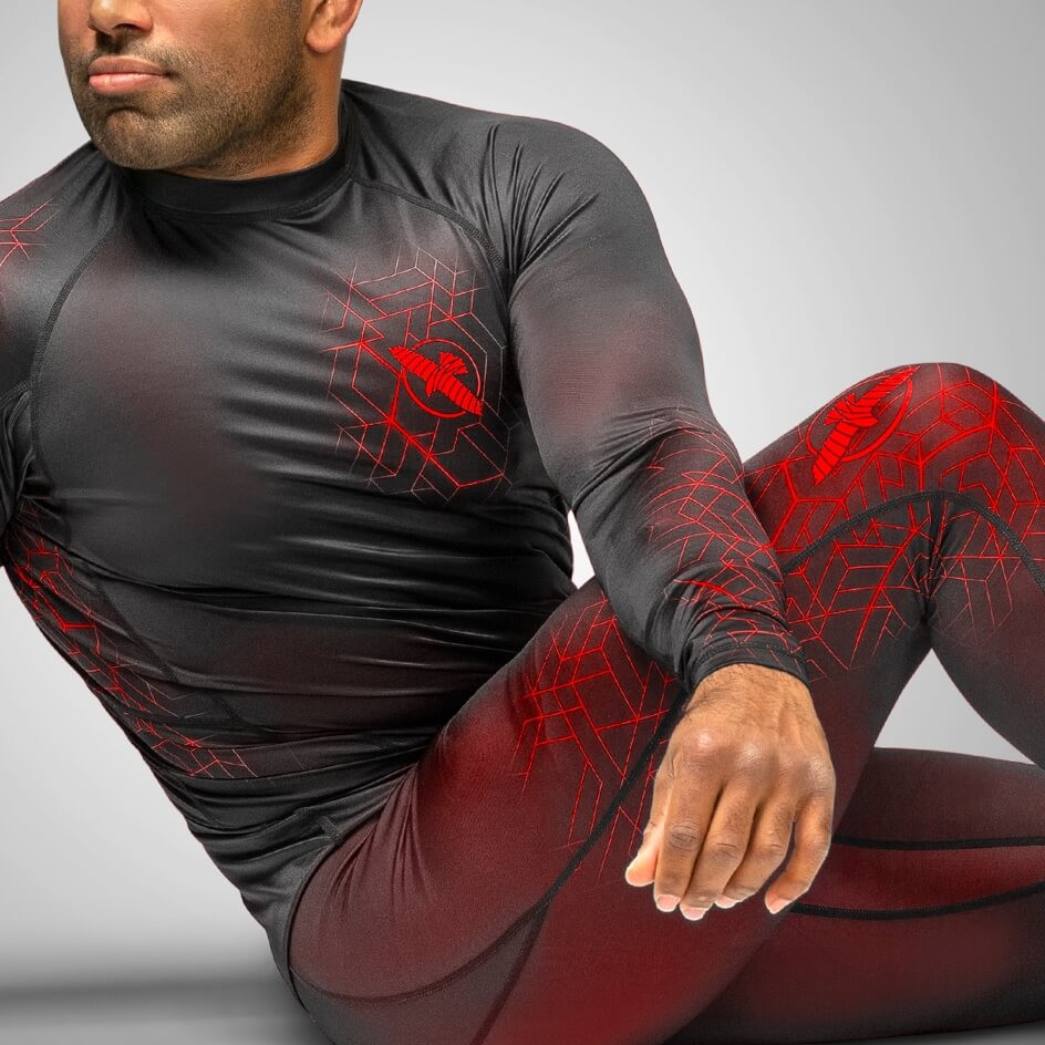 Hayabusa Compression Pants Geo, Schwarz-Rot 4