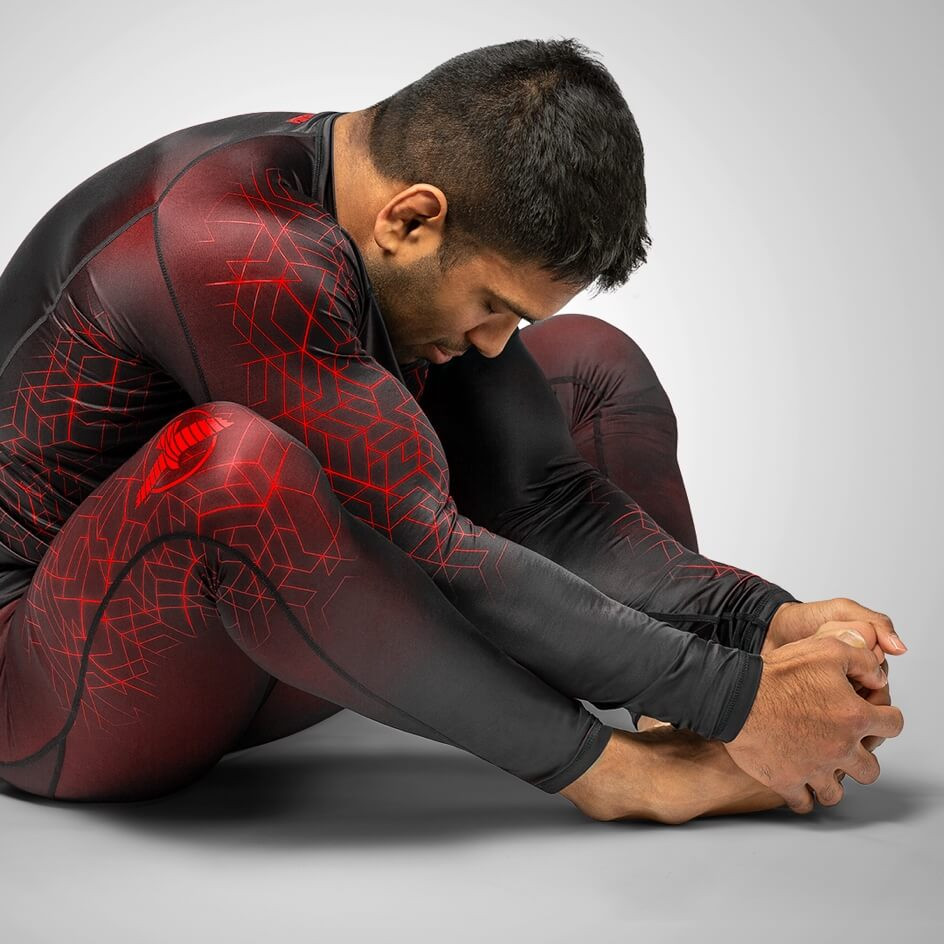 Hayabusa Compression Pants Geo, Schwarz-Rot 5