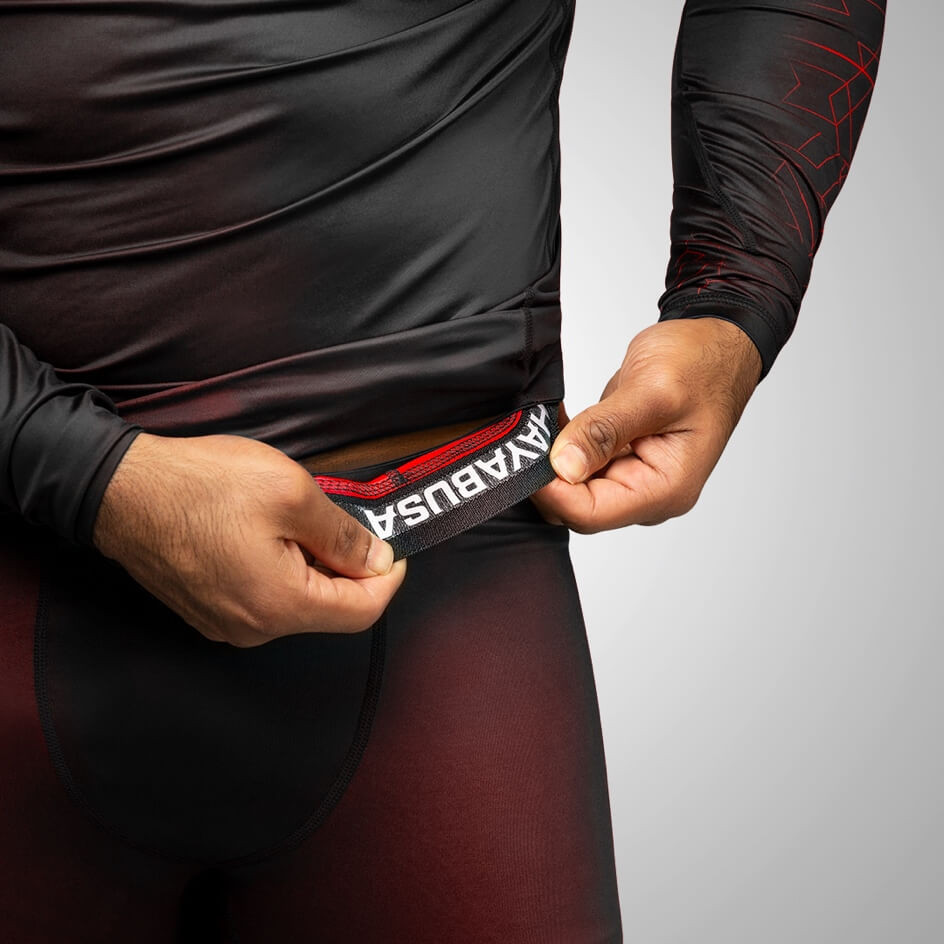 Hayabusa Compression Pants Geo, Schwarz-Rot 6