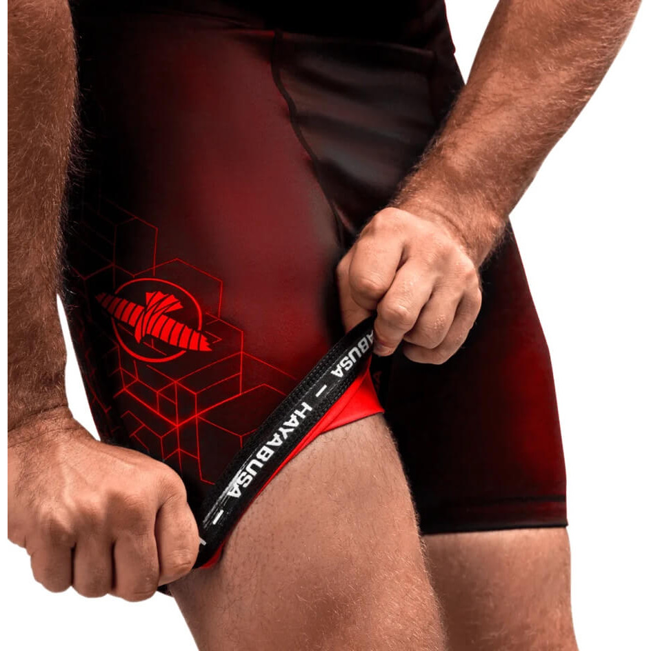 Hayabusa Compression Shorts Geo, Schwarz-Rot 4