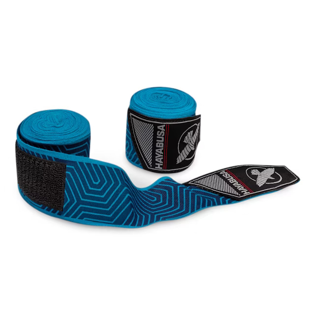 Hayabusa Boxbandagen Perfect Stretch Blue Geo 4,5m Halbelastisch, Blau