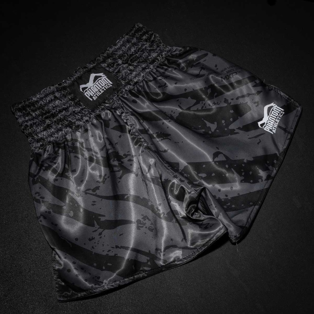 Phantom Muay Thai Shorts Camo Tiger, Schwarz-Grau 3