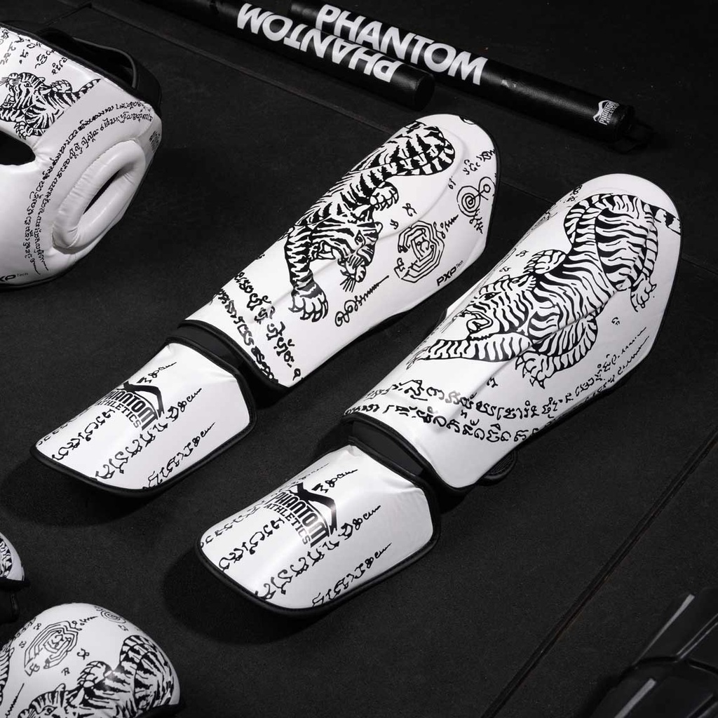 Phantom Schienbeinschoner Muay Thai, Weiß-Schwarz