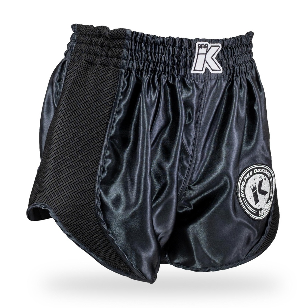 King Pro Boxing Muay Thai Shorts Retro Mesh 1, Schwarz