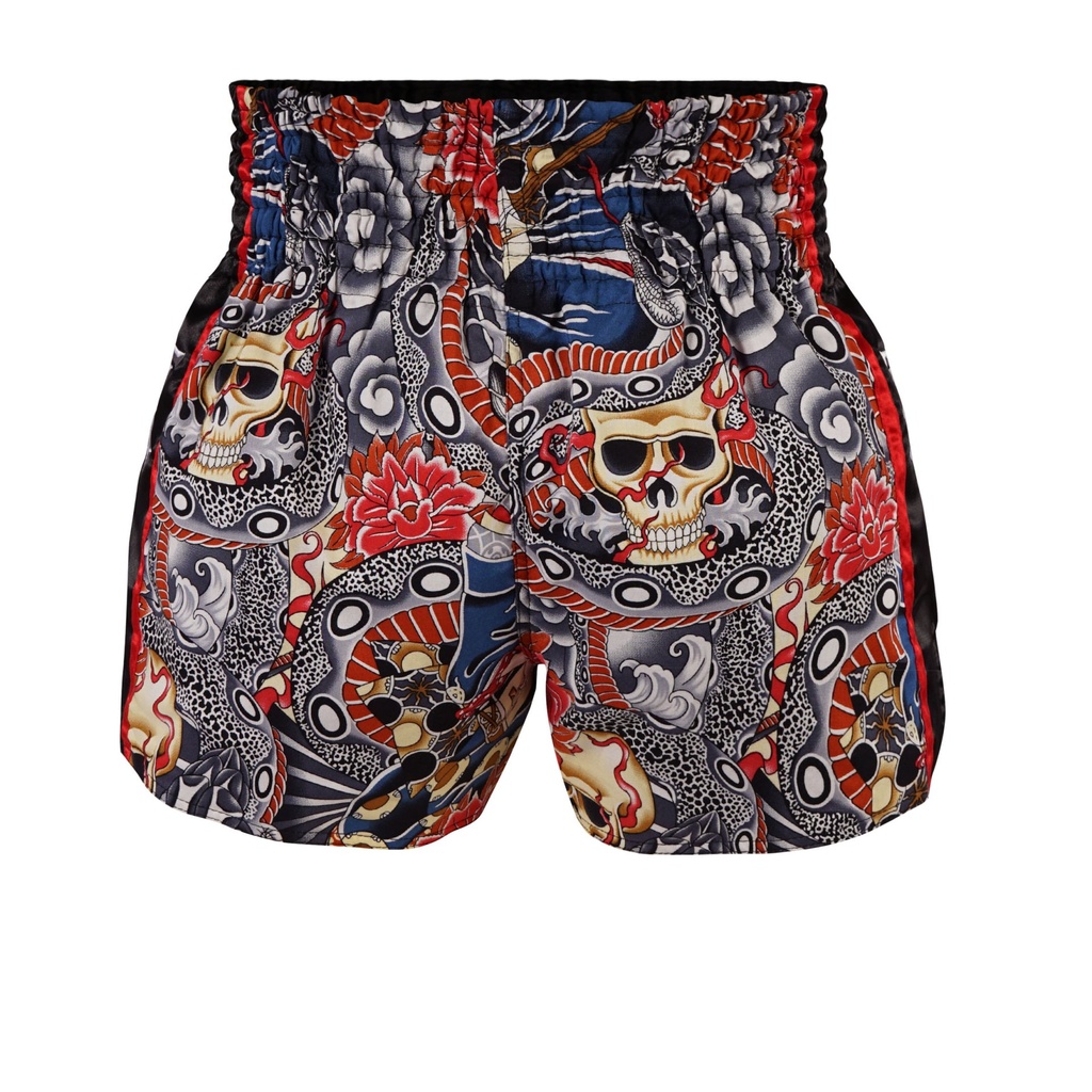 Top King Muay Thai Shorts TKTBS-206-WH, Weiß-Mehrfarbig
