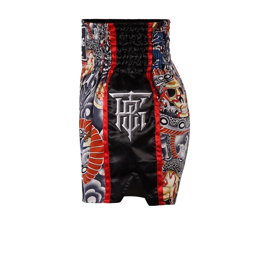 Top King Muay Thai Shorts TKTBS-206-WH, Weiß-Mehrfarbig