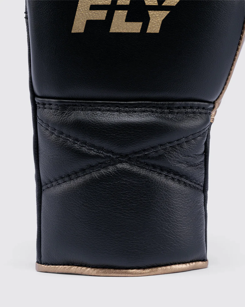 Fly Boxhandschuhe Superlace 2 mit Schnürung, Schwarz-Gold