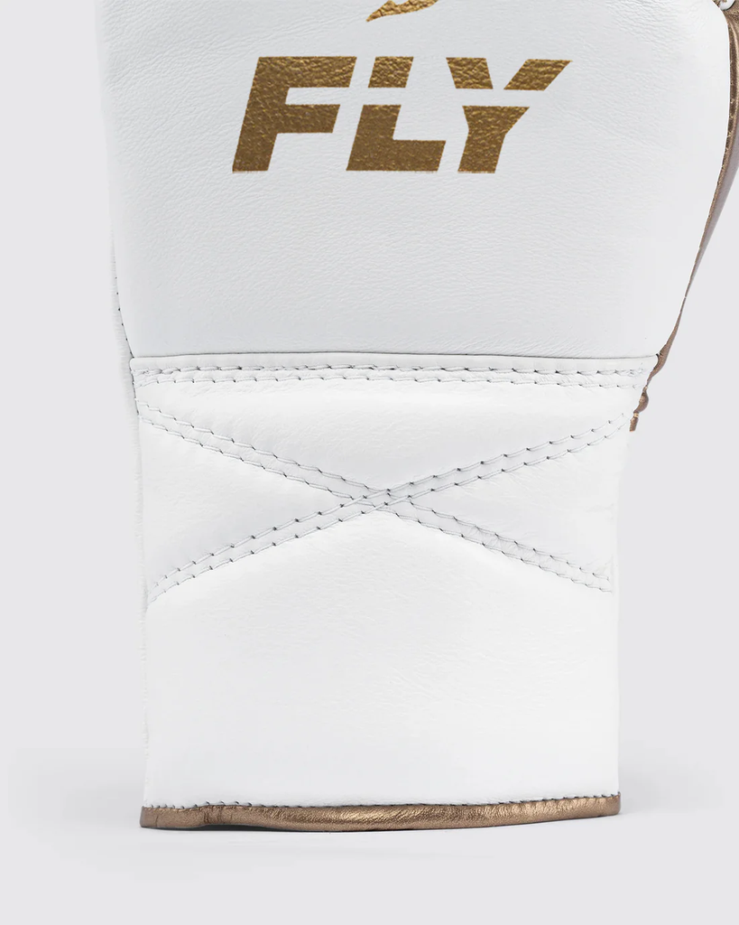 Fly Boxhandschuhe Superlace 2 mit Schnürung, Weiß-Gold