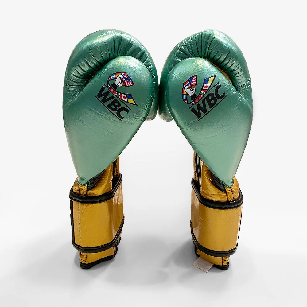 Cleto Reyes Boxhandschuhe Training Velcro WBC Edition, Grün-Gold 2