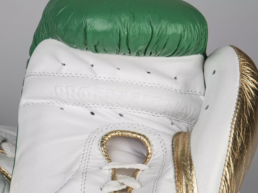 Paffen Sport Boxhandschuhe Pro Mexican TF Fight mit Schnürung, Grün-Gold 4