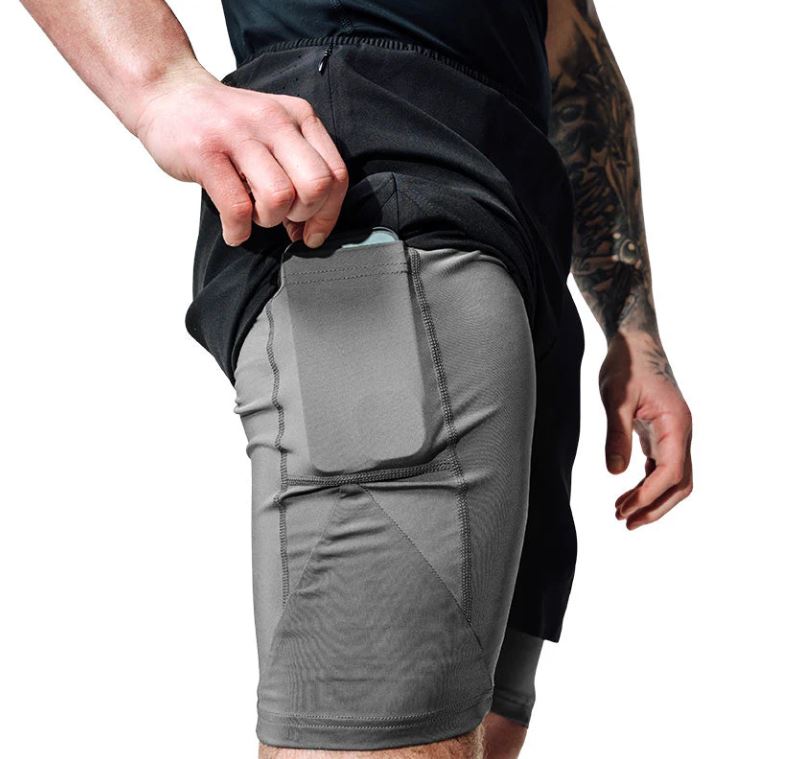 RDX Fight Shorts T15 2-in-1, Schwarz-Grau