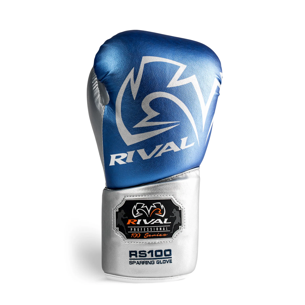 Rival Boxhandschuhe RS100 Professional Sparring mit Schnürung, Blau-Silber