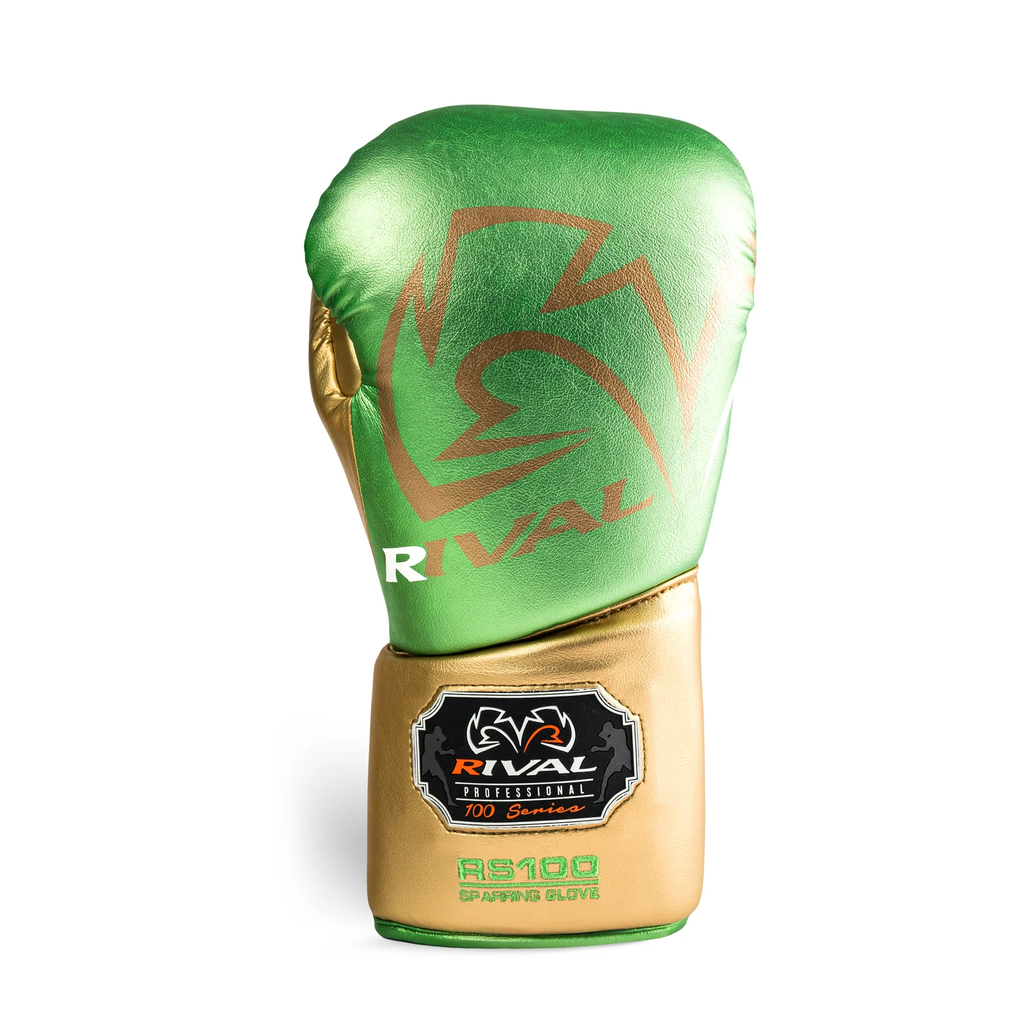 Rival Boxhandschuhe RS100 Professional Sparring mit Schnürung, Grün-Gold