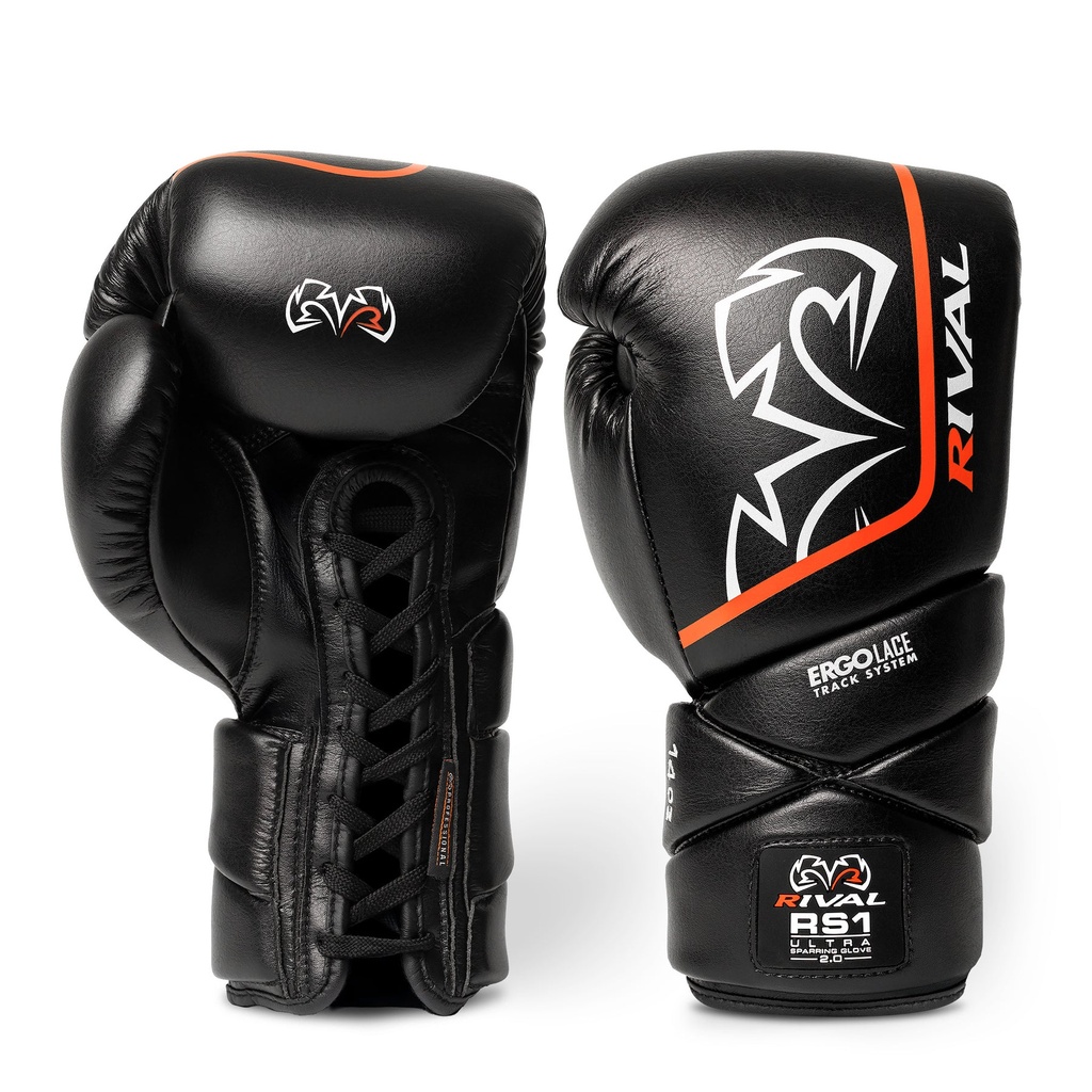 Rival Boxhandschuhe RS1 Ultra Sparring 2.0 mit Schnürung, Schwarz