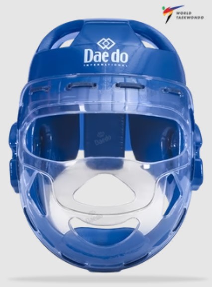 Daedo Kopfschutz Taekwondo WT mit Visier, Weiß-Rot-Blau