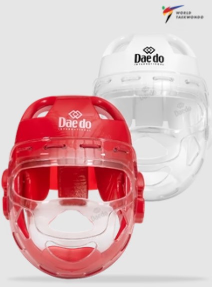 Daedo Kopfschutz Taekwondo WT mit Visier, Weiß-Rot-Blau