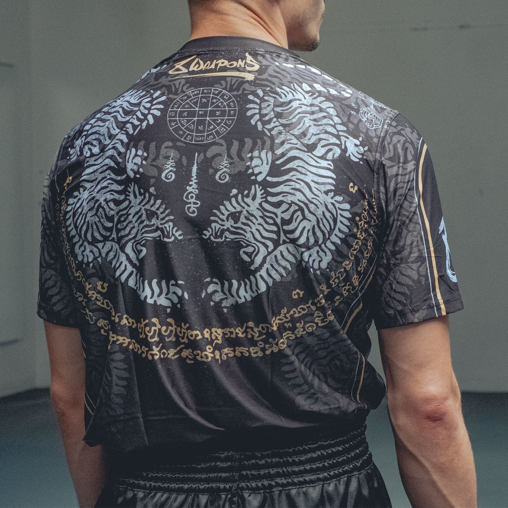 8Weapons T-Shirt Sak Yant Tigers, Schwarz-Gelb