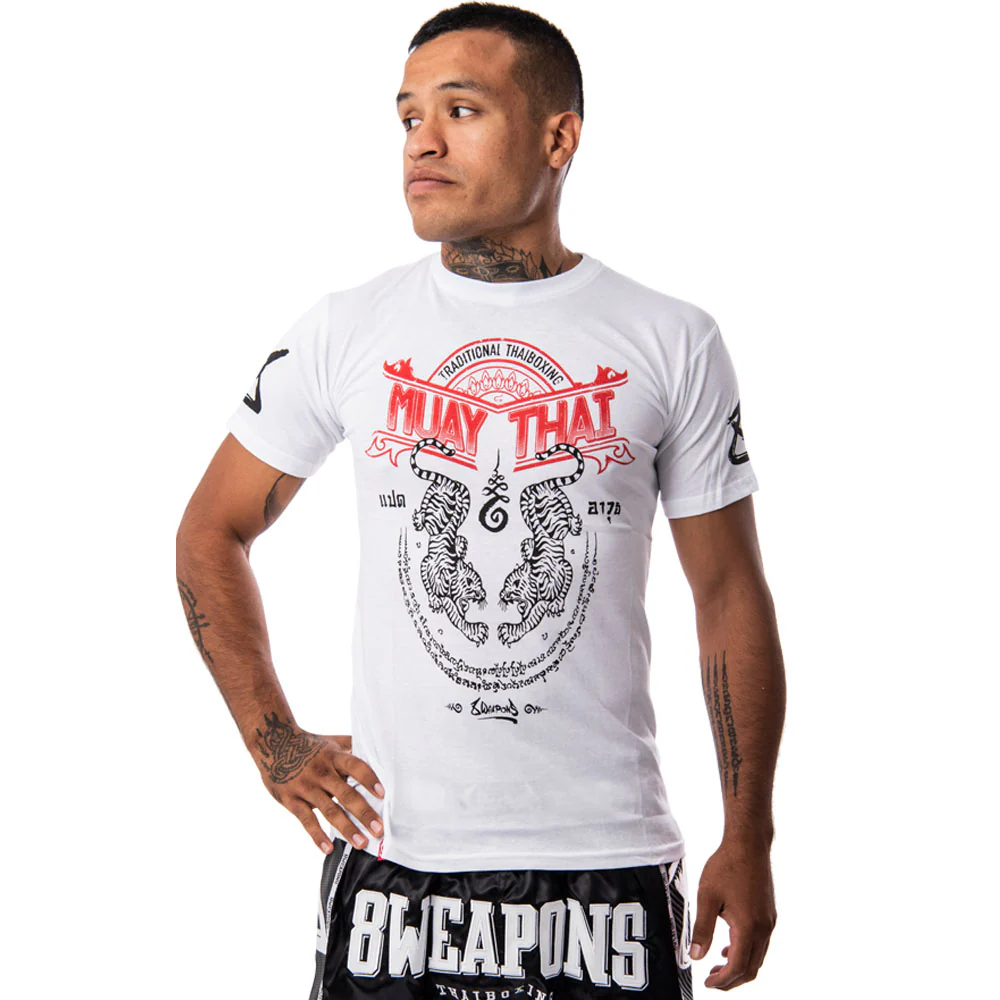 8Weapons T-Shirt Sak Yant Tigers, Weiß 3