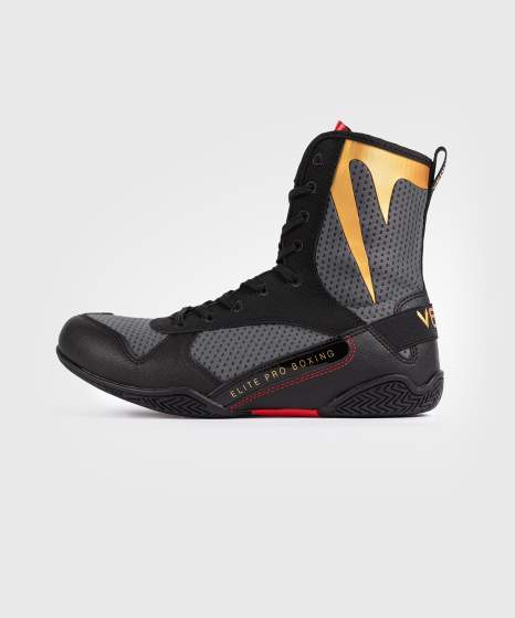 Venum Boxschuhe Elite, Schwarz-Grau-Gold 2
