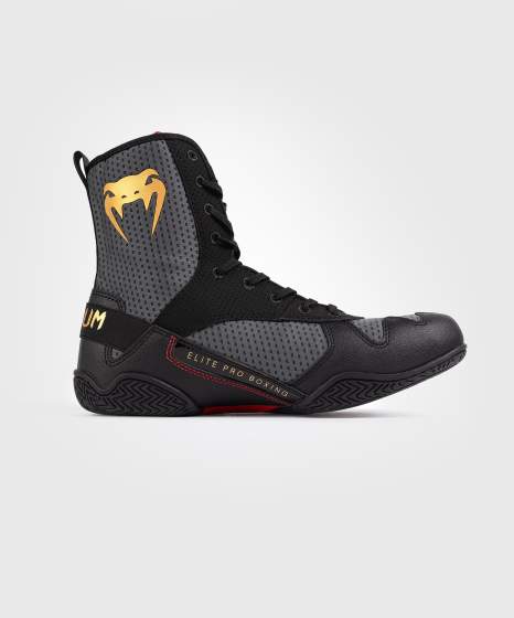 Venum Boxschuhe Elite, Schwarz-Grau-Gold 4