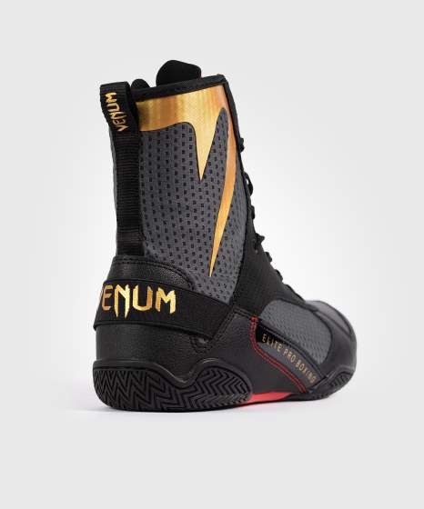 Venum Boxschuhe Elite, Schwarz-Grau-Gold 6