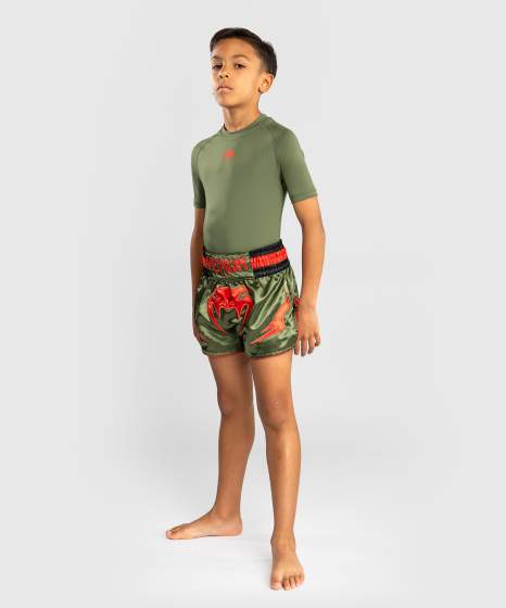 Venum Muay Thai Shorts Inferno Kids, Khaki-Orange 5