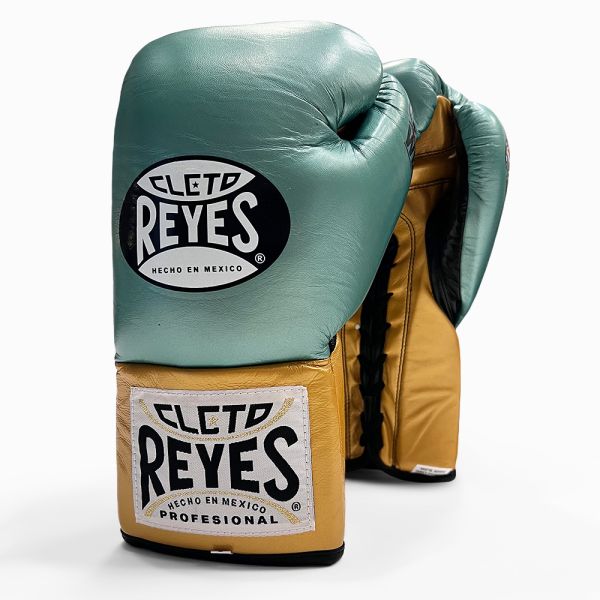 Cleto Reyes Boxhandschuhe Professional Fight WBC Edition mit Schnürung, Grün-Gold