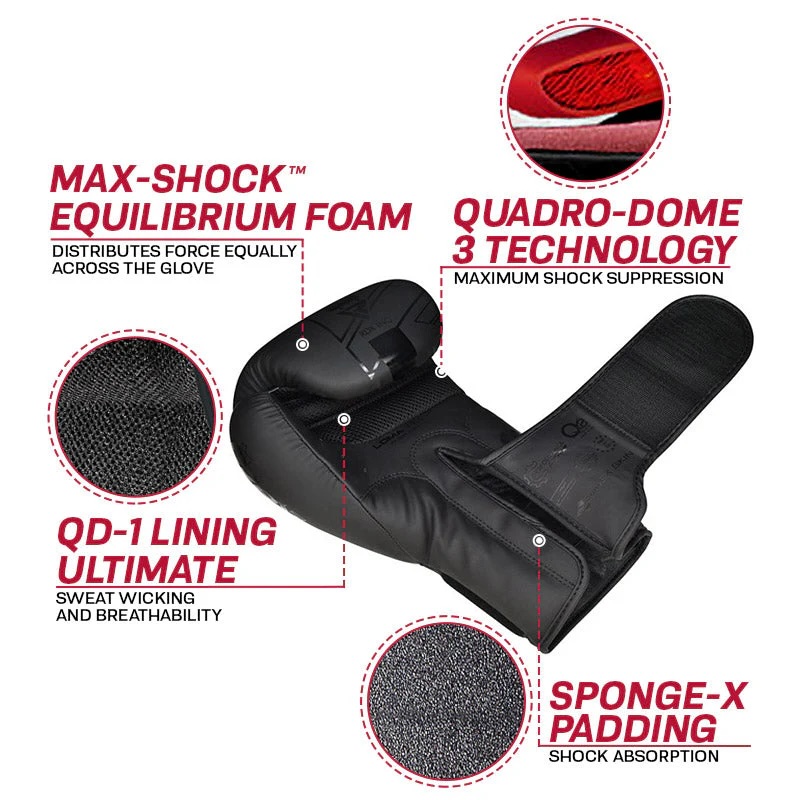 RDX Boxhandschuhe F6 Kara Kids, Schwarz-Rot 4