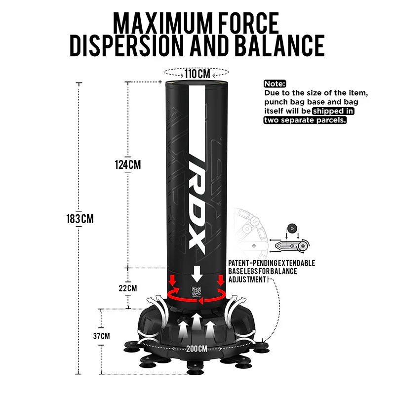 RDX Standboxsack F6 Kara 180x32cm, Schwarz-Weiß 5