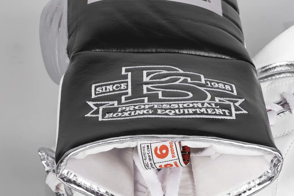 Paffen Sport Boxhandschuhe Pro Mexican TF Fight mit Schnürung, Schwarz-Silber