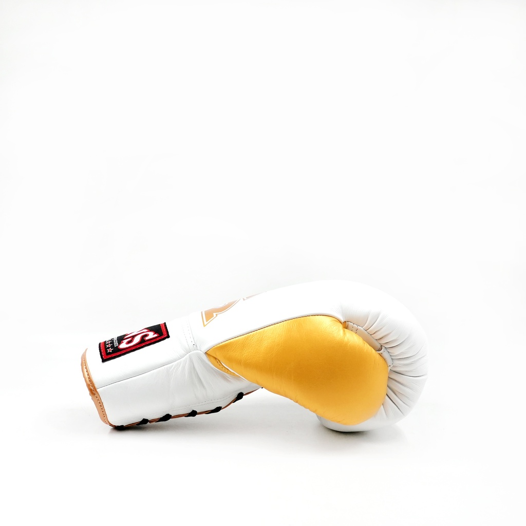 Twins Boxhandschuhe BGLL-8 mit Schnürung, Weiß-Gold