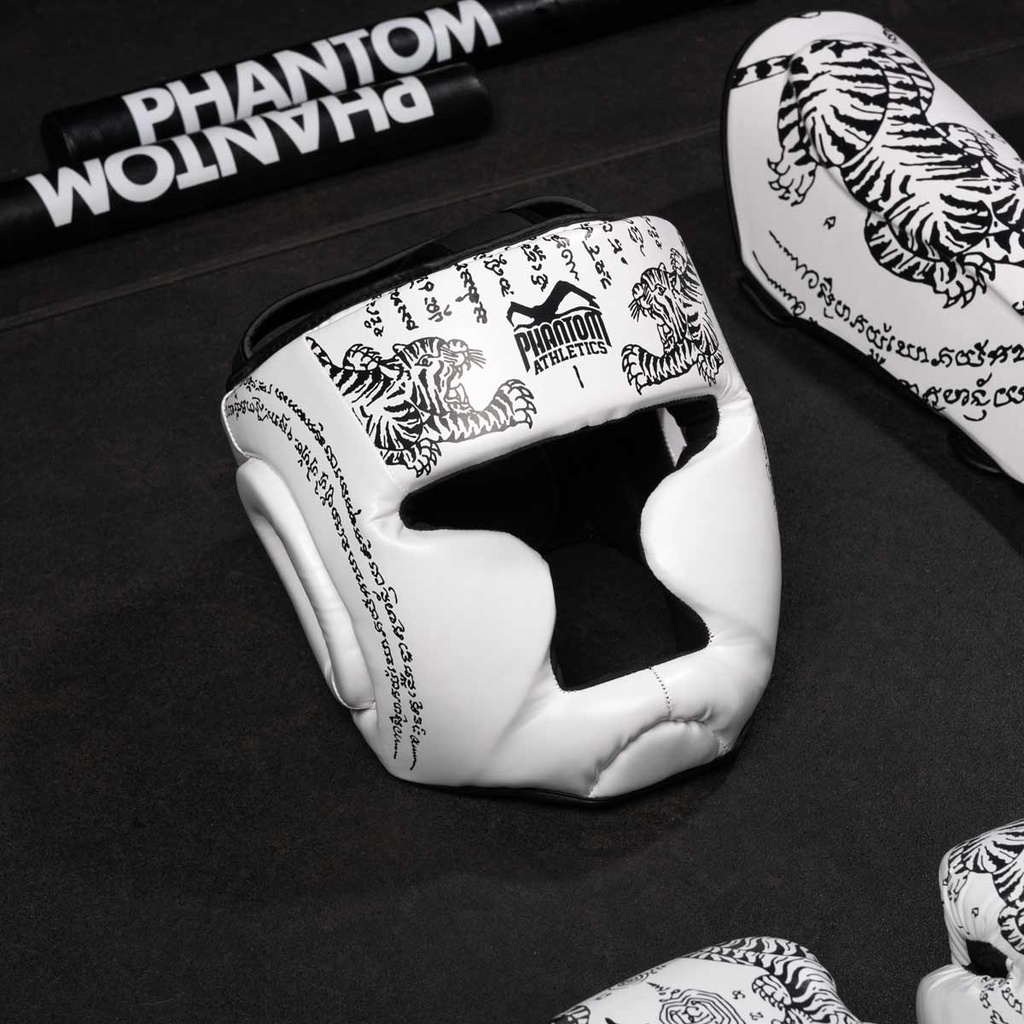 Phantom Kopfschutz Muay Thai, Weiß-Schwarz