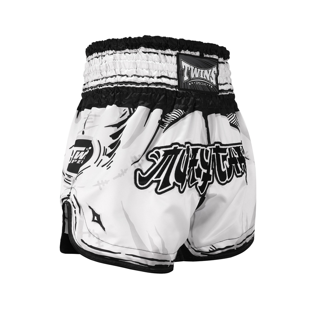 Twins Muay Thai Shorts Comic, Weiß-Schwarz 2