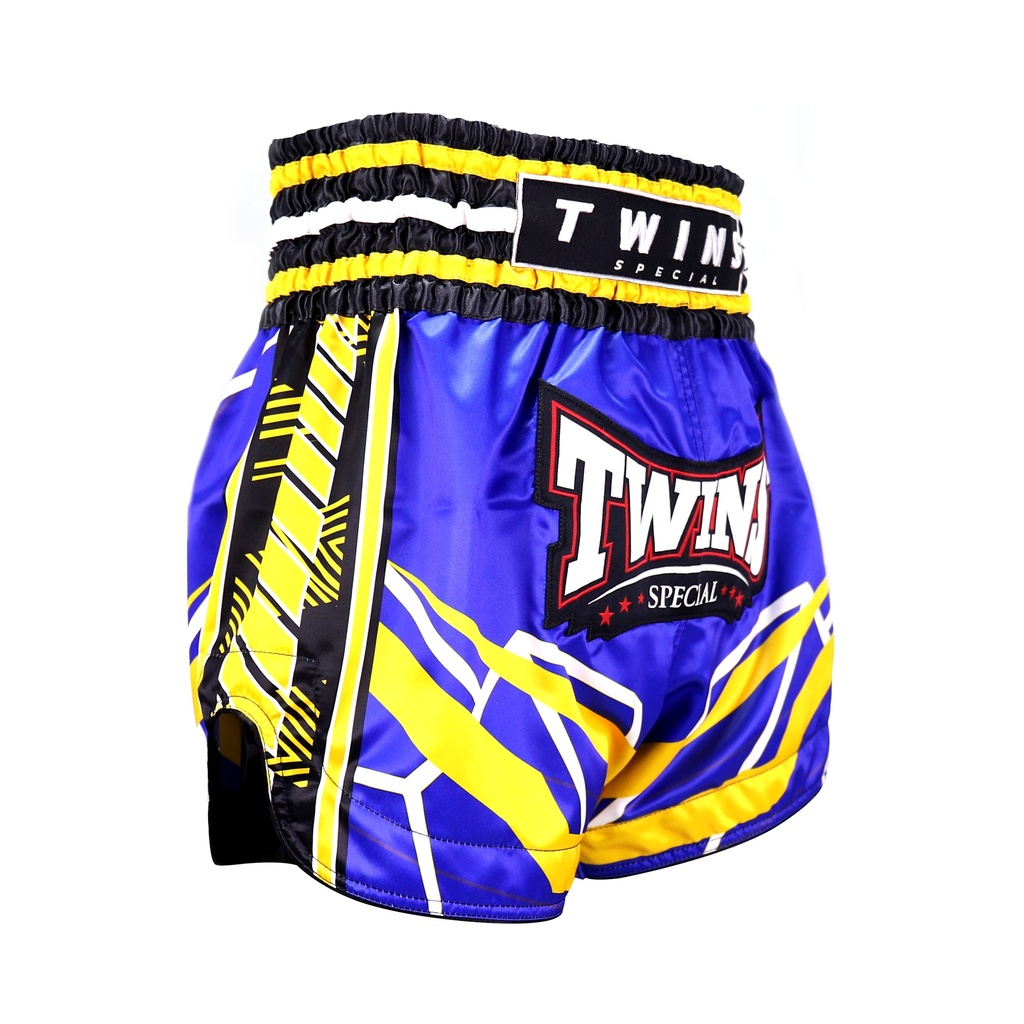Twins Muay Thai Shorts Racing, Blau-Gelb 2