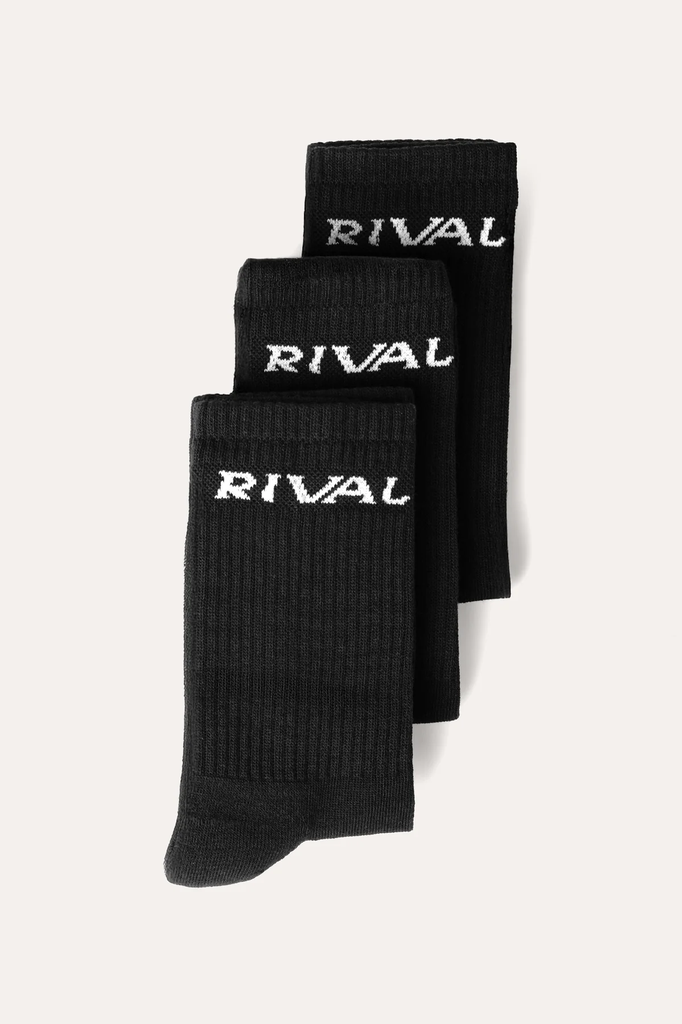 Rival Socken Crew 3-er Pack, Schwarz