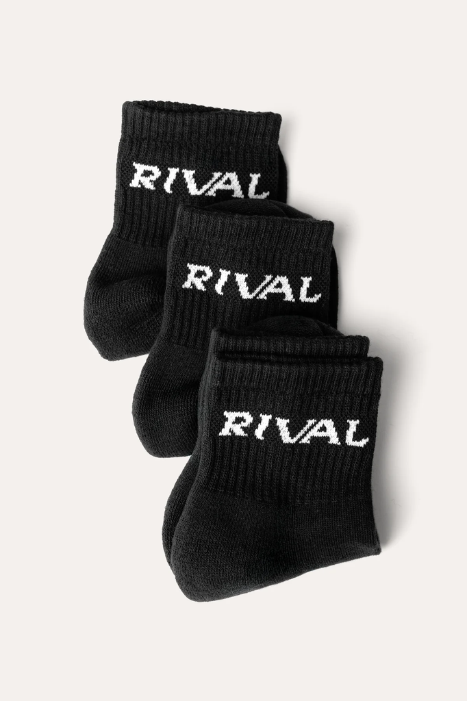 Rival Socken Sneaker 3-er Pack, Schwarz