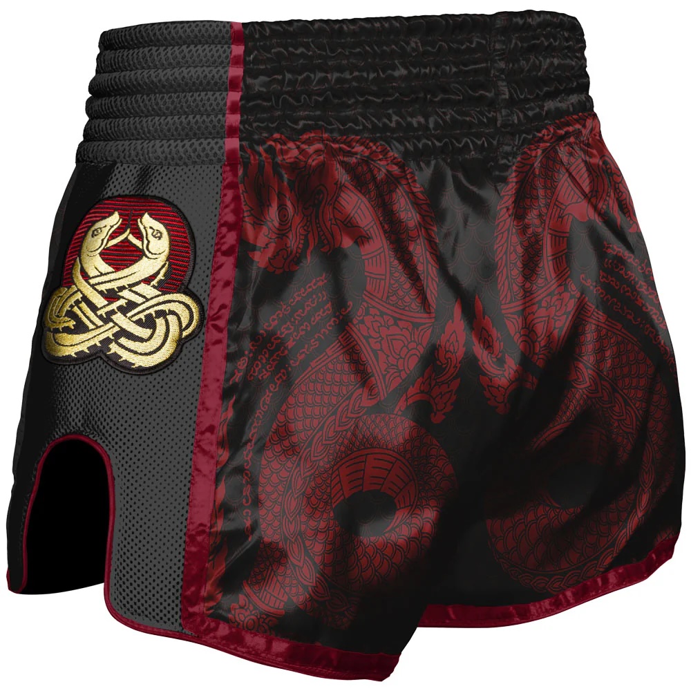 8Weapons Muay Thai Shorts Sak Yant Naga, Rot-Gold 2
