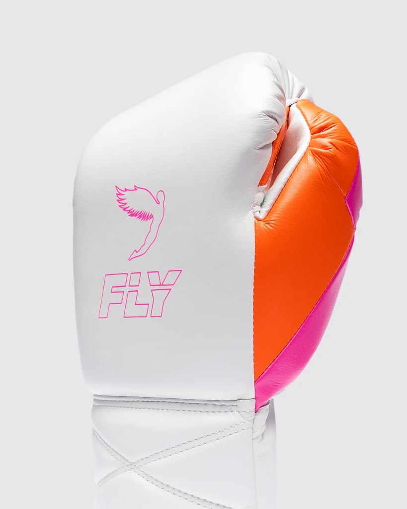 Fly Boxhandschuhe Superlace Pro X 2, Weiß-Pink-Orange 4