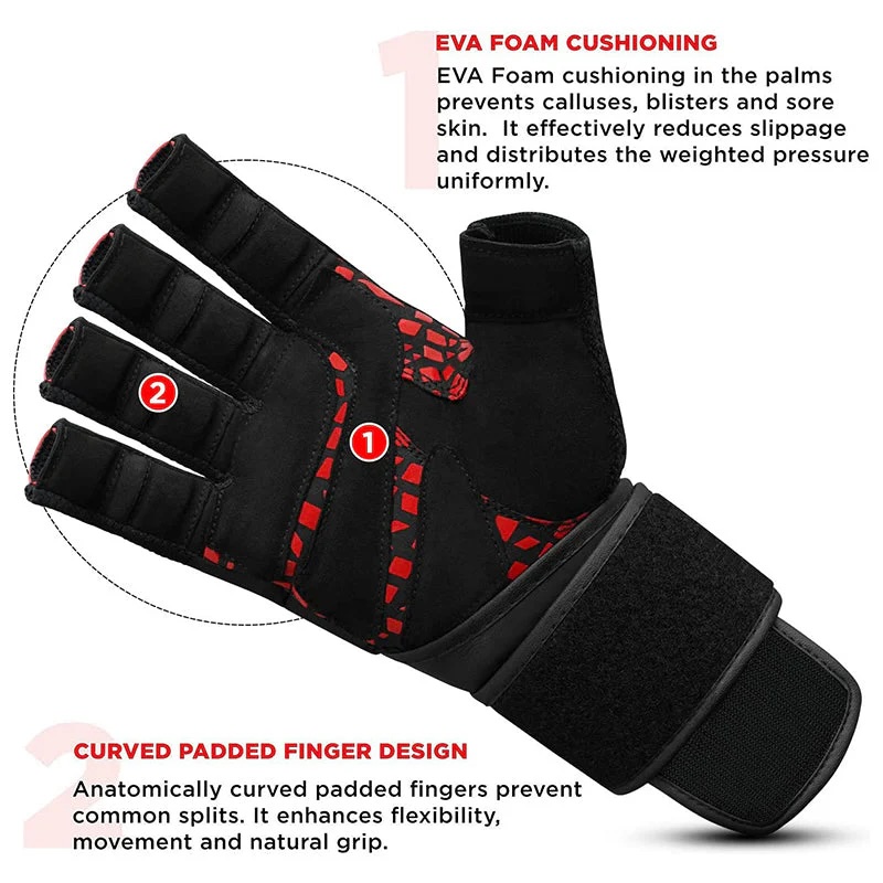 RDX Fitnesshandschuhe L7, Schwarz-Rot 4