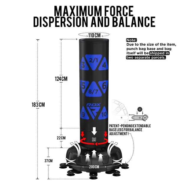 RDX Standboxsack KT Ronin 180x32cm, Schwarz-Blau 3