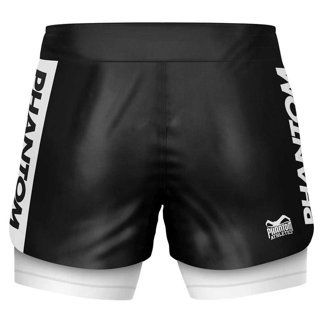 Phantom Fight Shorts Fusion-R 2in1 Ranked, Schwarz-Weiß 2