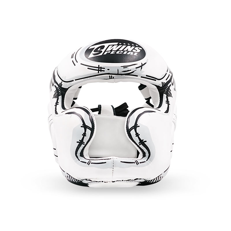 Twins Kopfschutz FHHGL3 Leder, Weiß-Schwarz 2