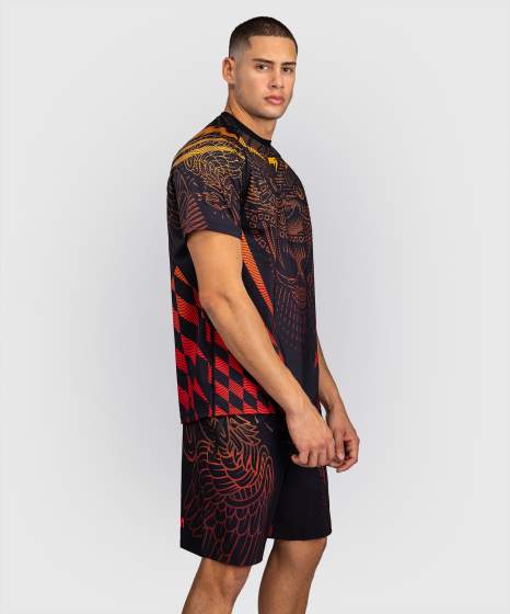Venum T-Shirt Dry-Tech Quetzal Fury, Schwarz-Rot-Mandarin 2